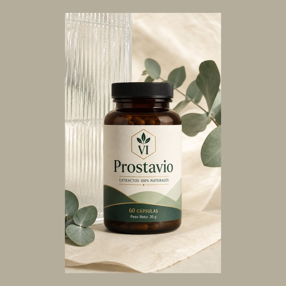 Envase de Prostavio con etiqueta legible